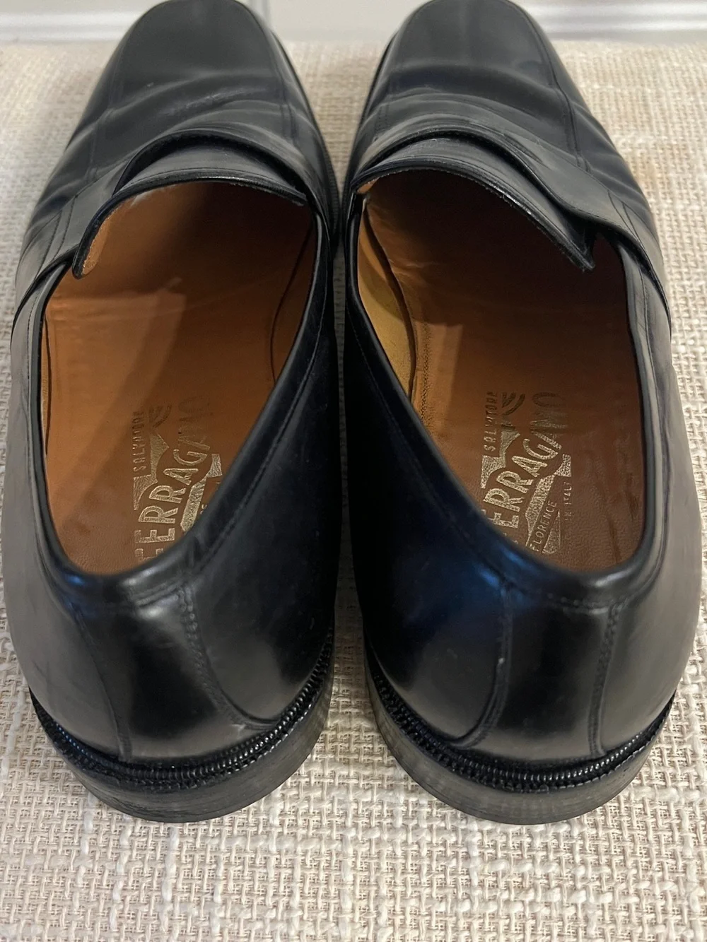 Salvatore Ferragamo Black Leather Penny Loafers